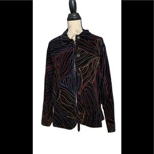 Chico’s Velvet Multicolored Stitched Blazer Size 3